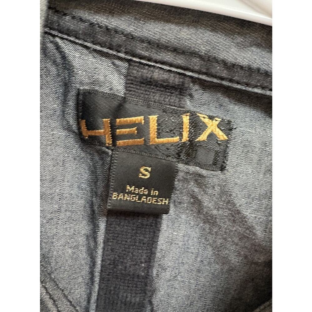 Helix Men's Short Sleeve Button Up Shirt Small Gray Chambray 100% Cotton Casual - Picture 3 of 5